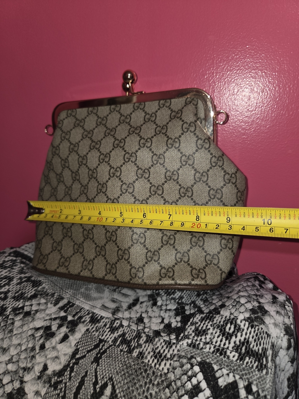 Beige Monogram Frame Clutch